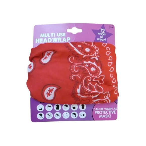 HER Accessories Multi Use Headwrap Or Protective Mask Red Bandana Reusable - Picture 2 of 3
